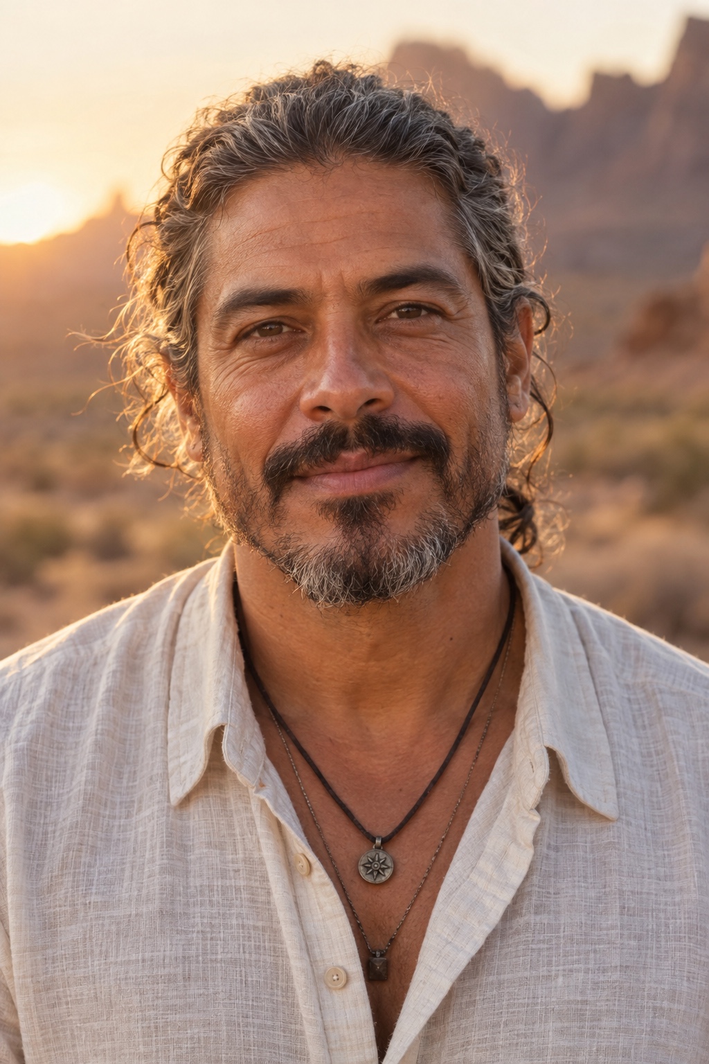 Desert Wanderer — a fictional AI-generated character, not a real person