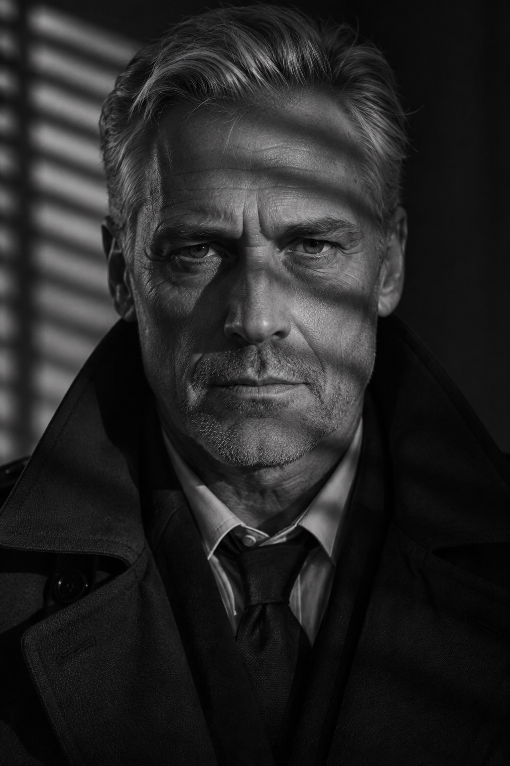 Film Noir — a fictional AI-generated character, not a real person